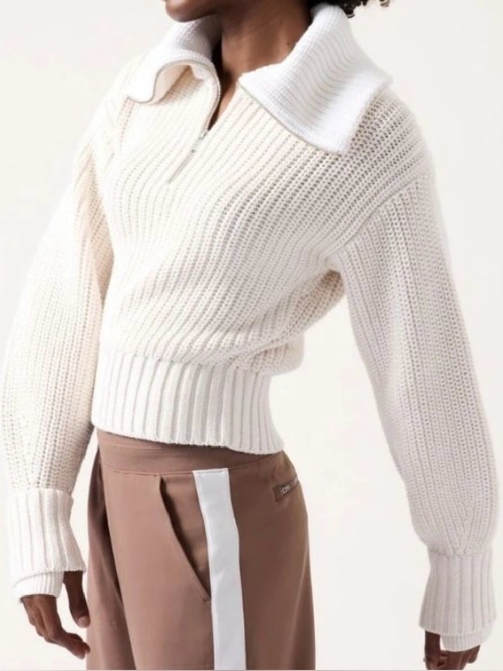 Athleta Alder Sweater Magnolia White Chunky Knit Womens Size XS